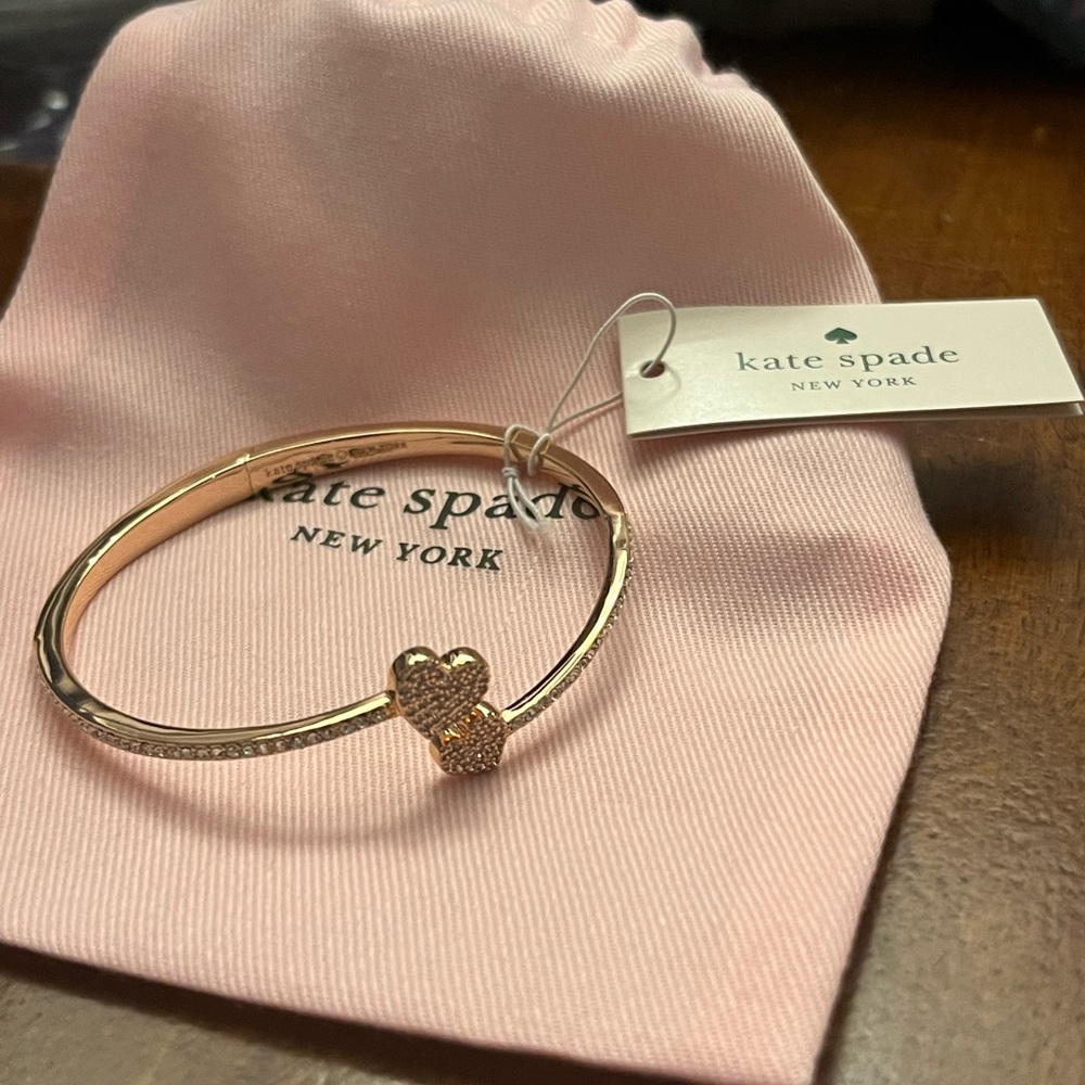 NWT Kate Spade rose gold Bracelet with Heart Charm